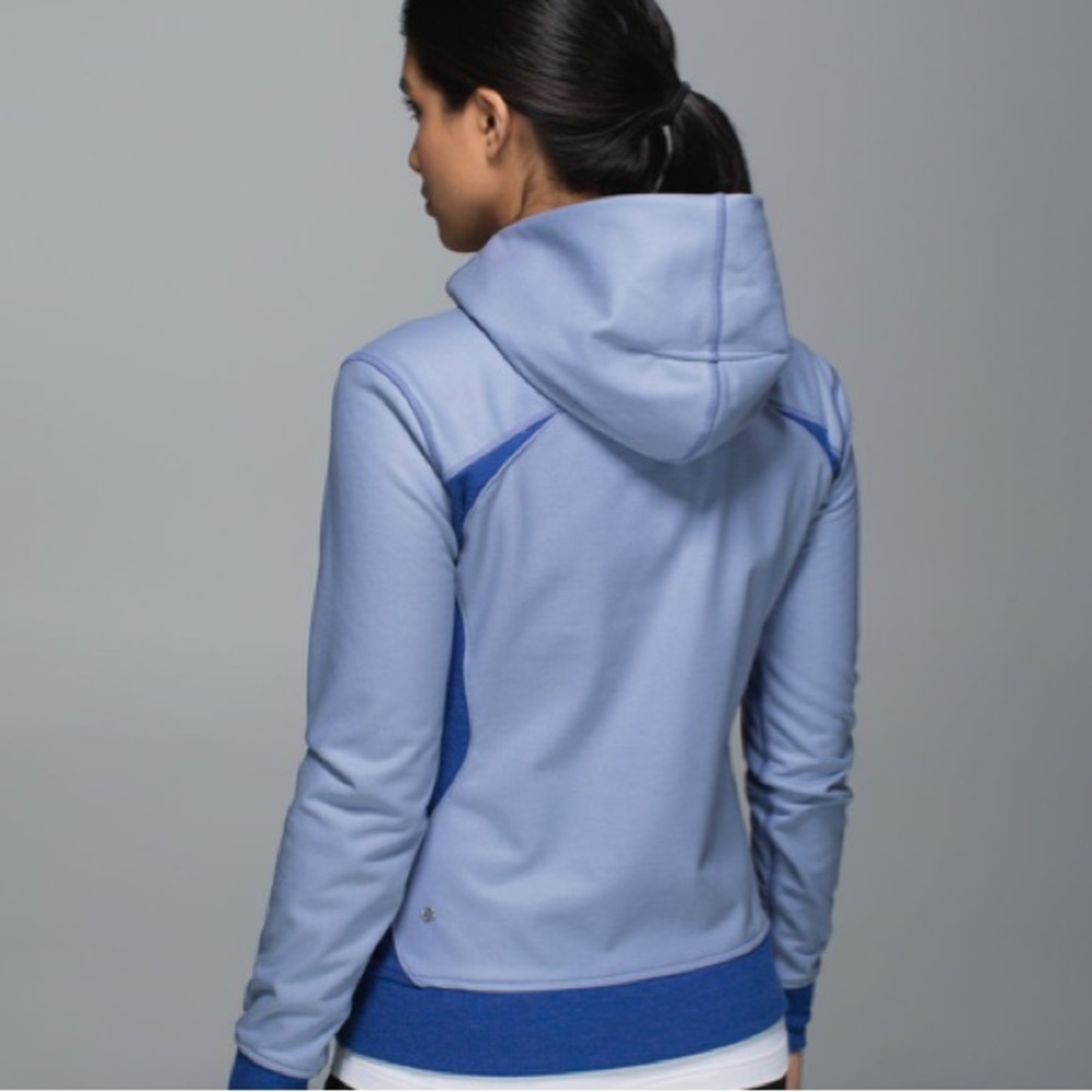 Lululemon On The Daily Hooded PU Coated Heathered Denim Harbor Blue Size 10 - Picture 3 of 16